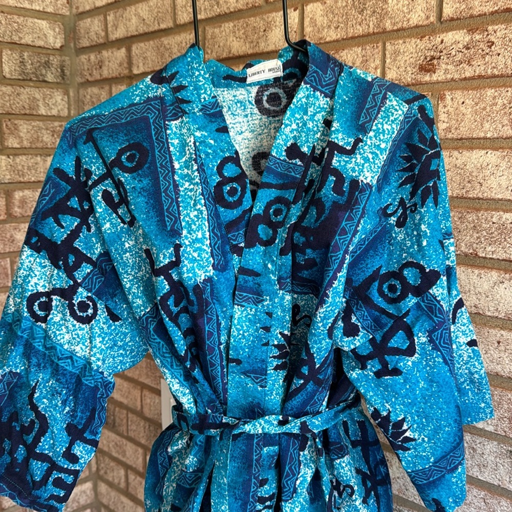 Nos Vintage Liberty House cotton weave  Robe Blues 1960s